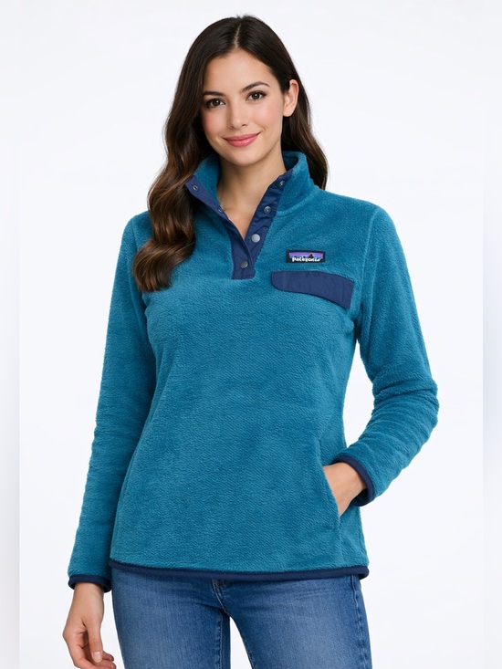 Patagonia Jackets & Blazers - Patagonia Teal Blue Synchilla Fleece Pullover Collar